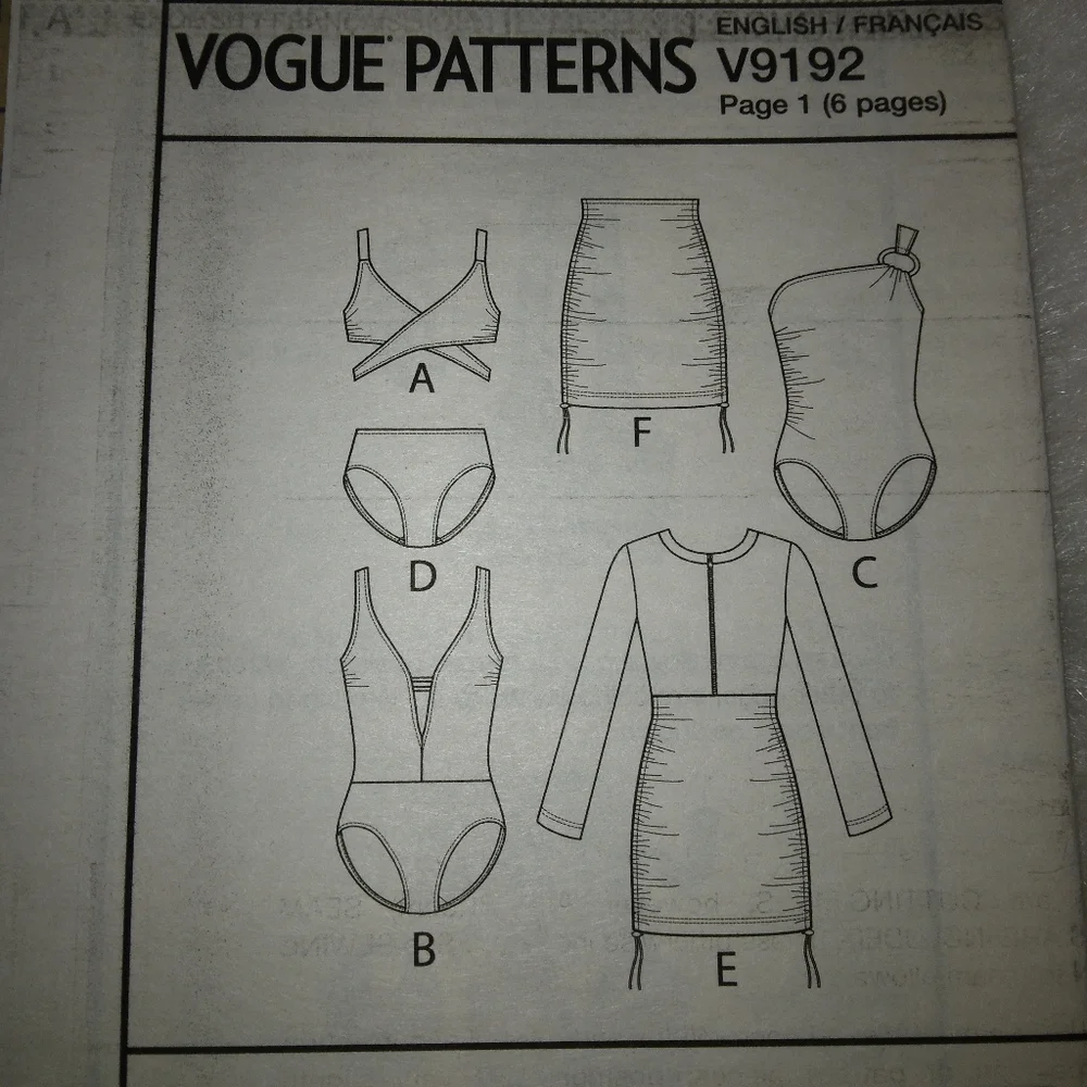 VOGUE V9192 SZ 14-22 Misses Swim Top, Swimsuit, Swim Bottom, And Cover Up
